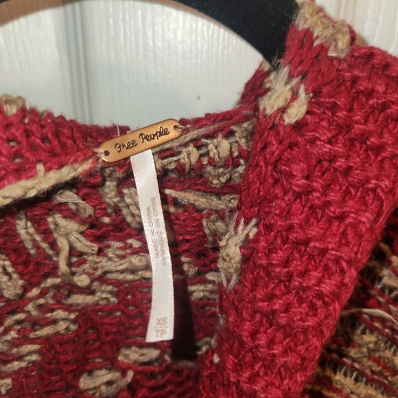 Free people boho fringe hooded sweater - Picture 3 of 3